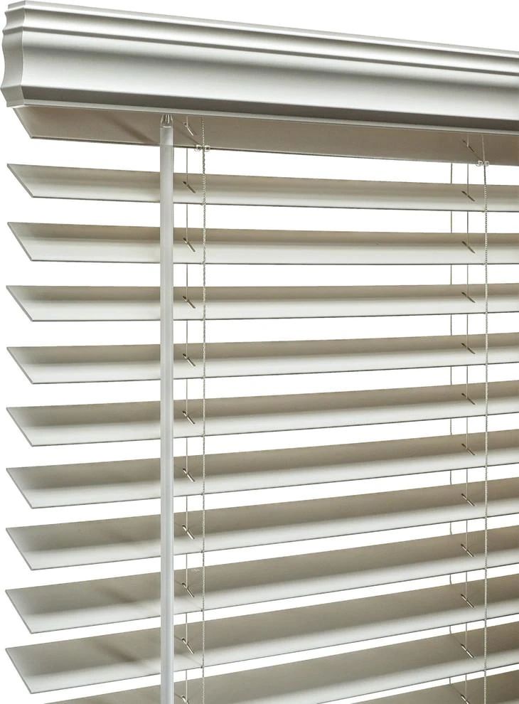 Two inch cordless faux wood blinds in snow white